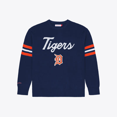 Mitchell & Ness Detroit Tigers Navy Head Coach Sweater