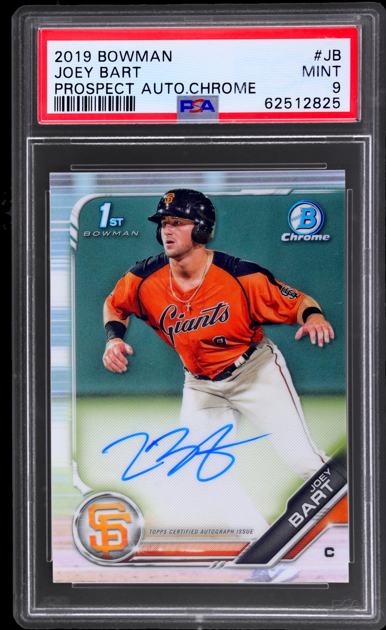 2019 Bowman Chrome Prospect Autograph Joey Bart #CPAJB PSA 9