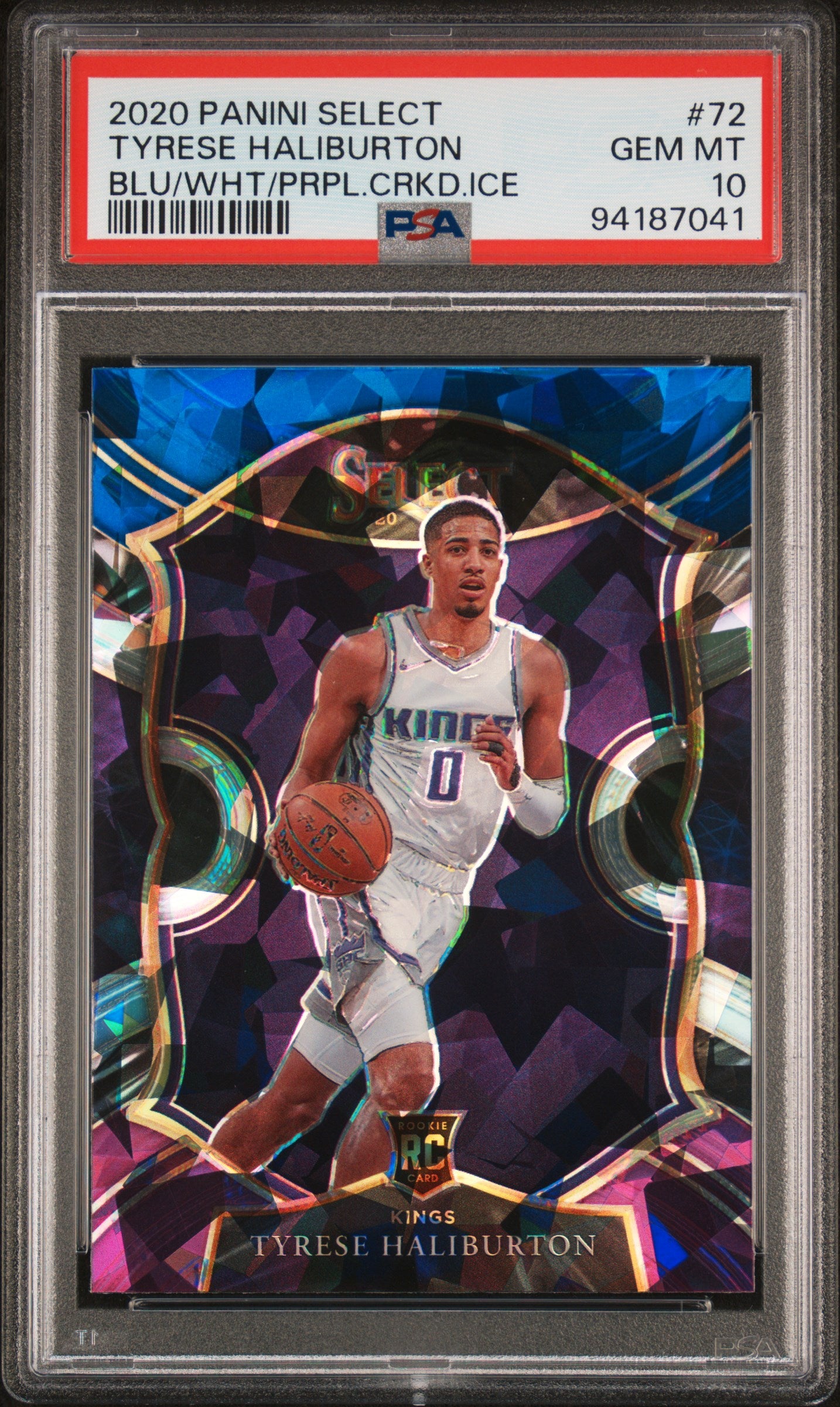 2020 Panini Select Blue White Purple Ice Prizm Tyrese Haliburton #72 PSA 10