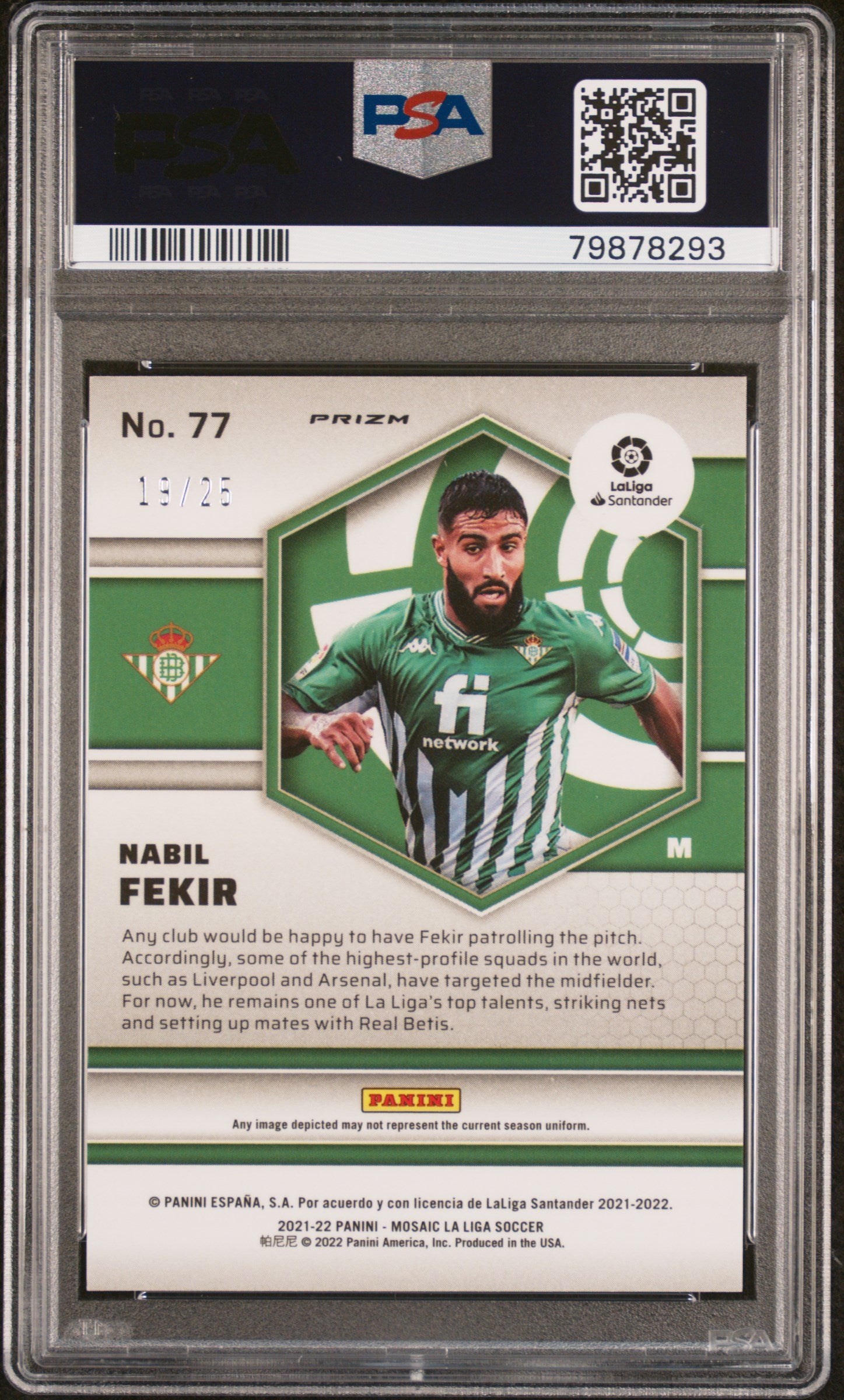 2021 Panini Mosaic La Liga Orange Fluorescent Nabil Fekir #77 /25 PSA 10