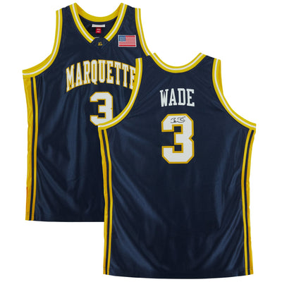 Dwyane Wade Marquette Golden Eagles Autographed Fanatics Authentic Navy Mitchell & Ness 2002 Authentic Jersey