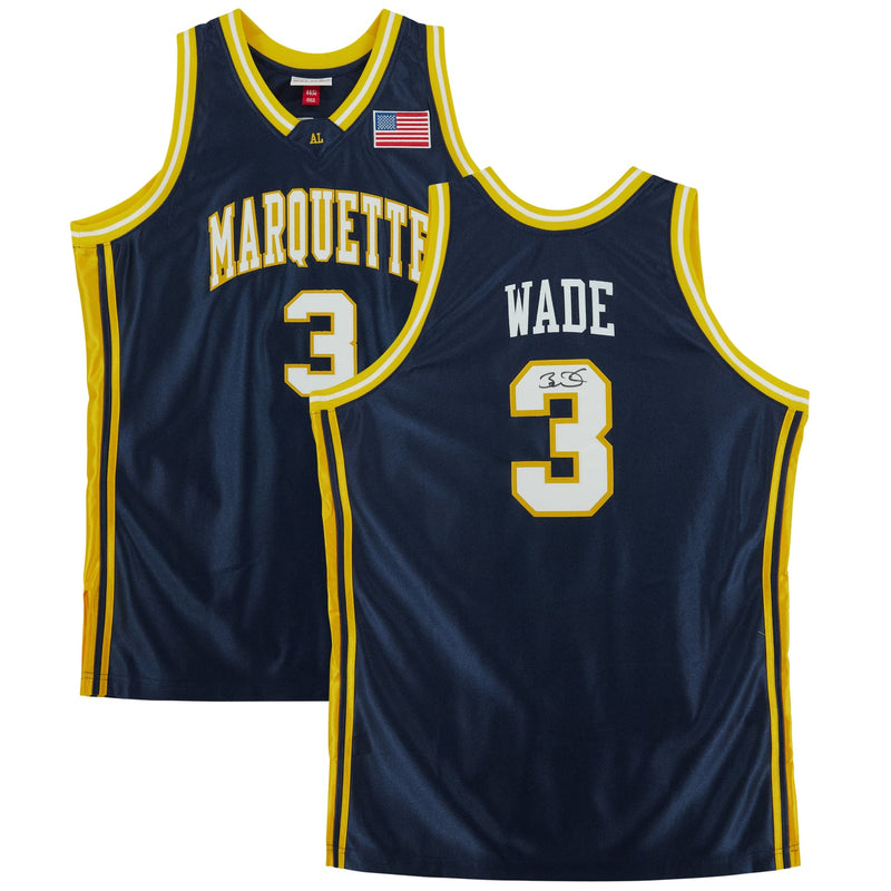 Dwyane Wade Marquette Golden Eagles Autographed Fanatics Authentic Navy Mitchell & Ness 2002 Authentic Jersey