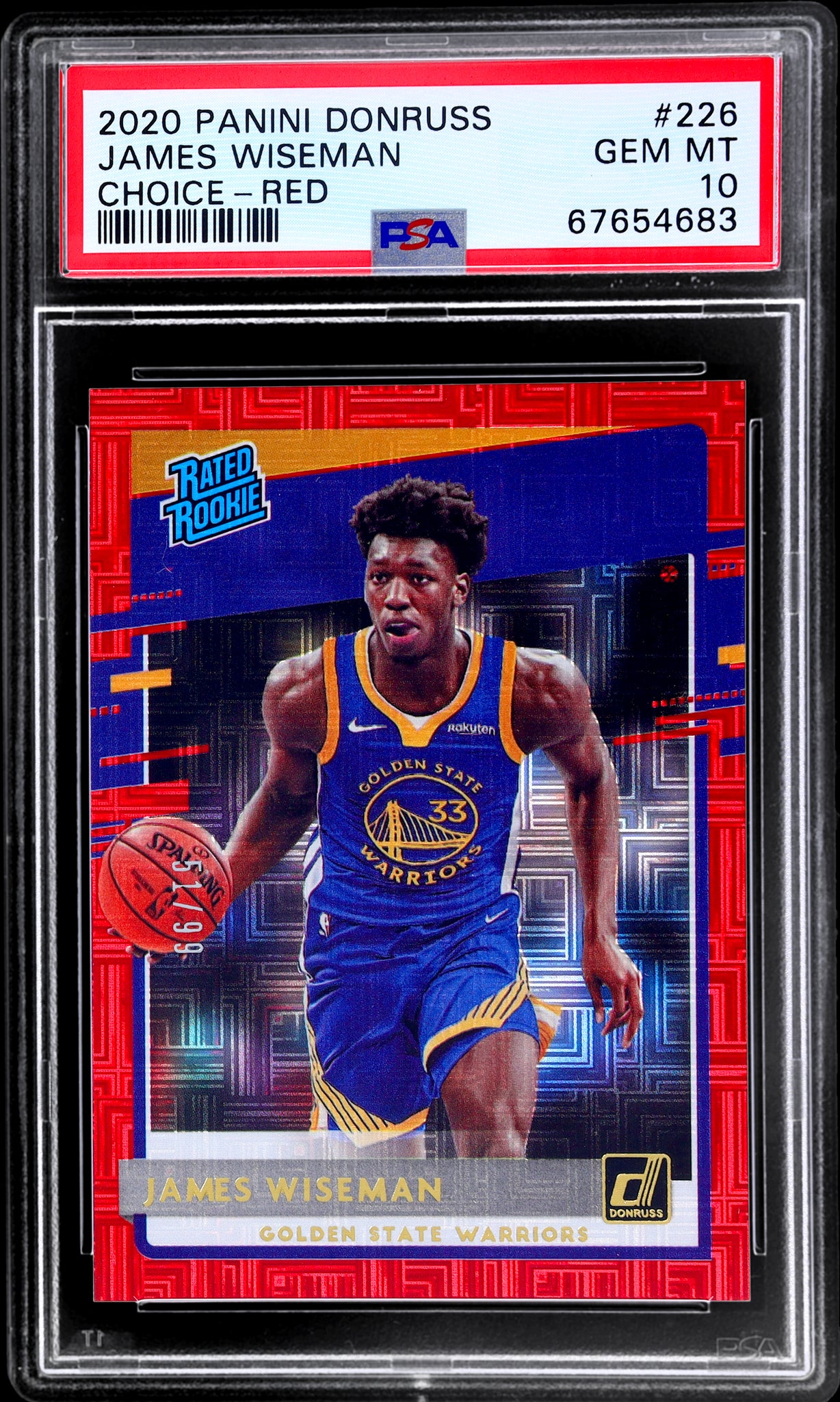 2020 Panini Donruss #226 James Wiseman Choice Red /99 PSA 10