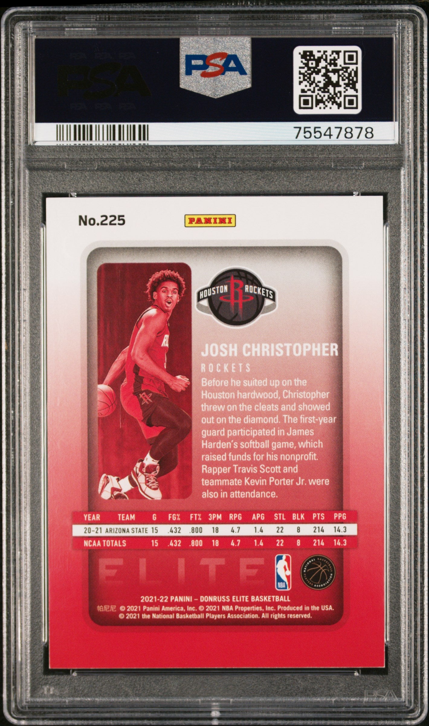 2021 Donruss Elite Gold Josh Christopher #225 RC /10 PSA 9