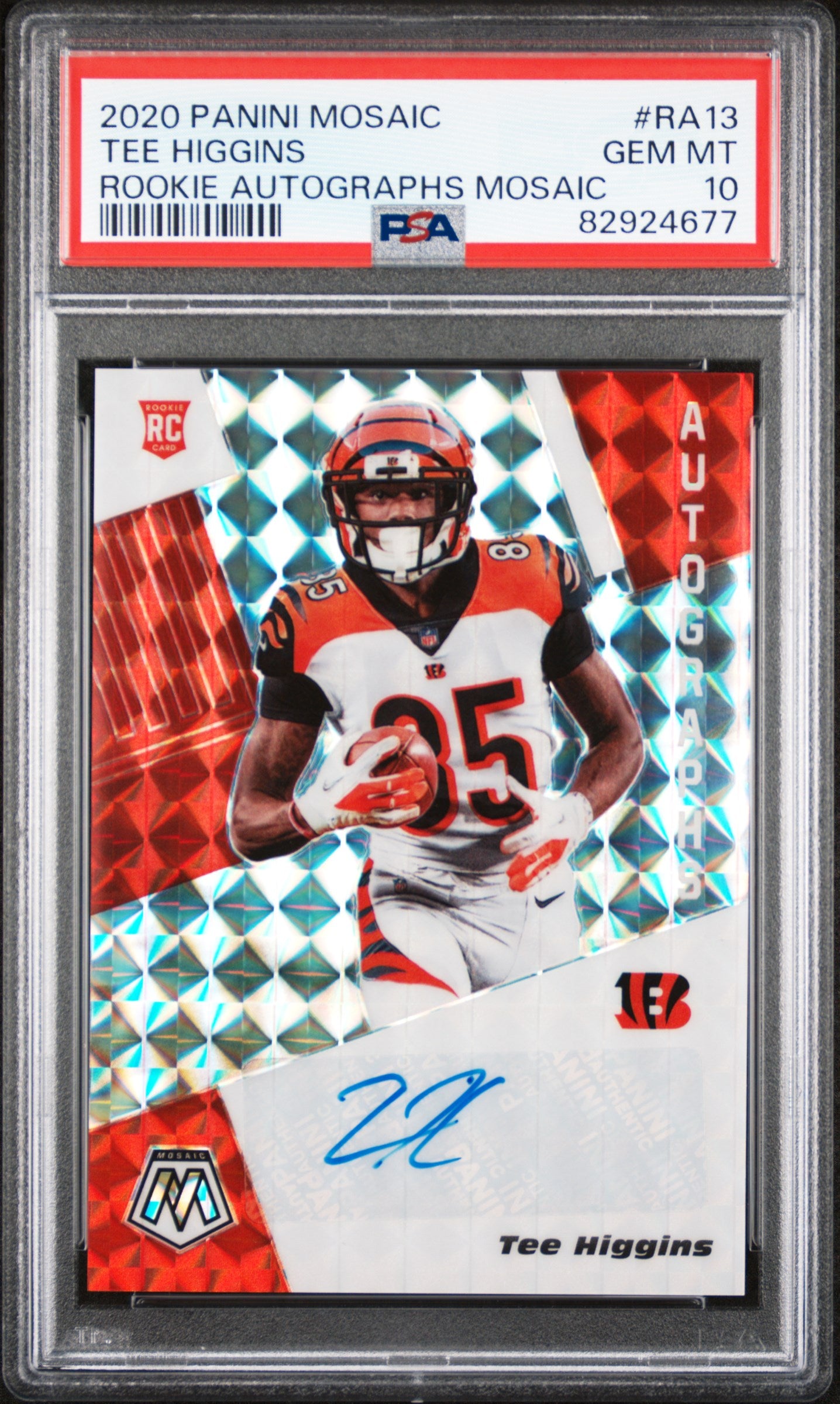 2020 Panini Mosaic Rookie Autographs Mosaic Tee Higgins #RA13 RC Auto PSA 10