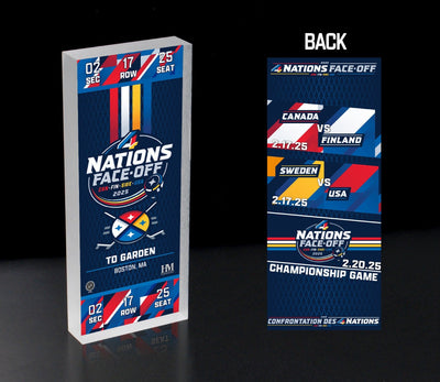 Highland Mint 4 Nations Face-Off Boston Ticket Acrylic BlocKart