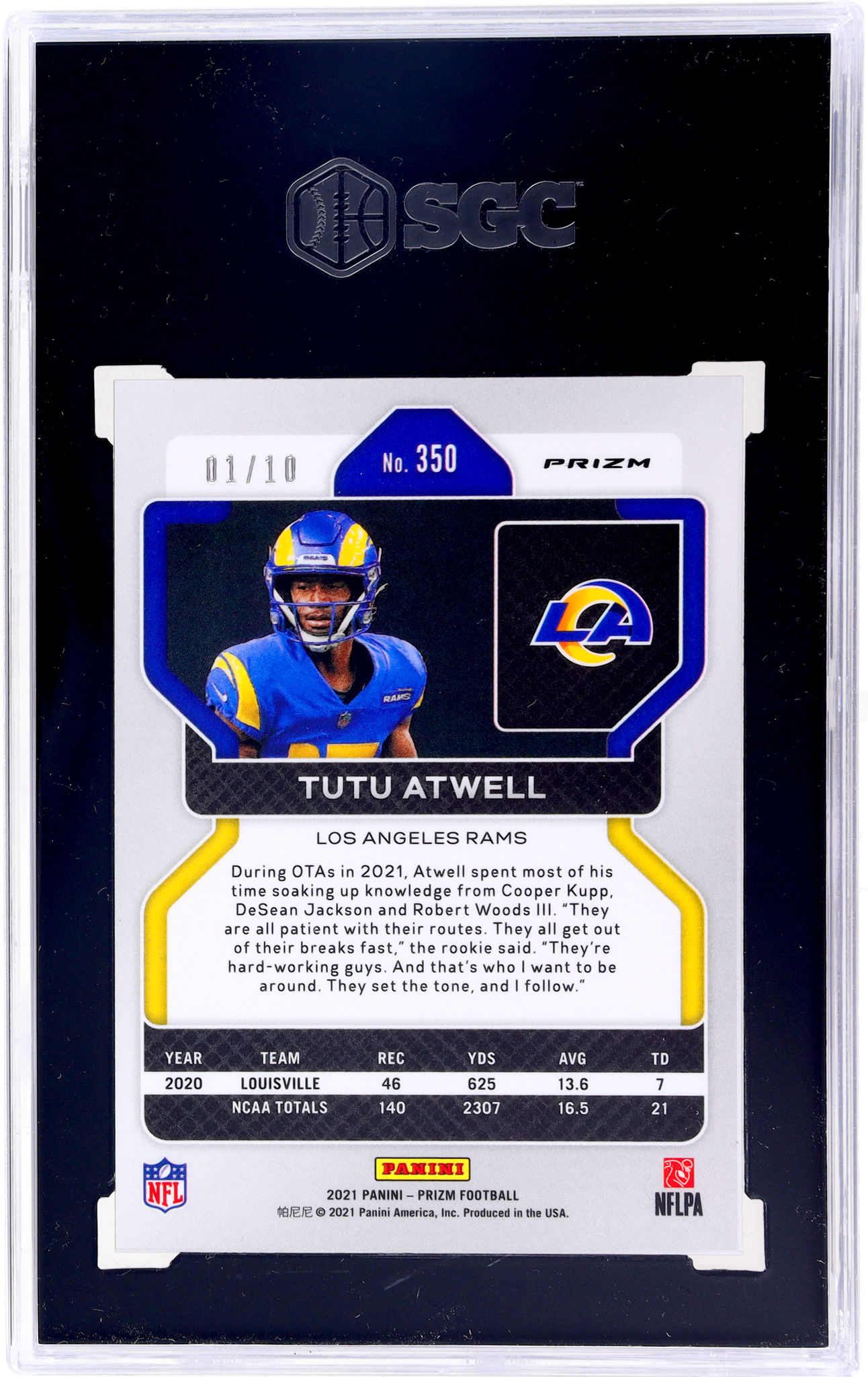 2021 Panini Prizm #350 Tutu Atwell Gold Shimmer Prizm 1 SGC 9