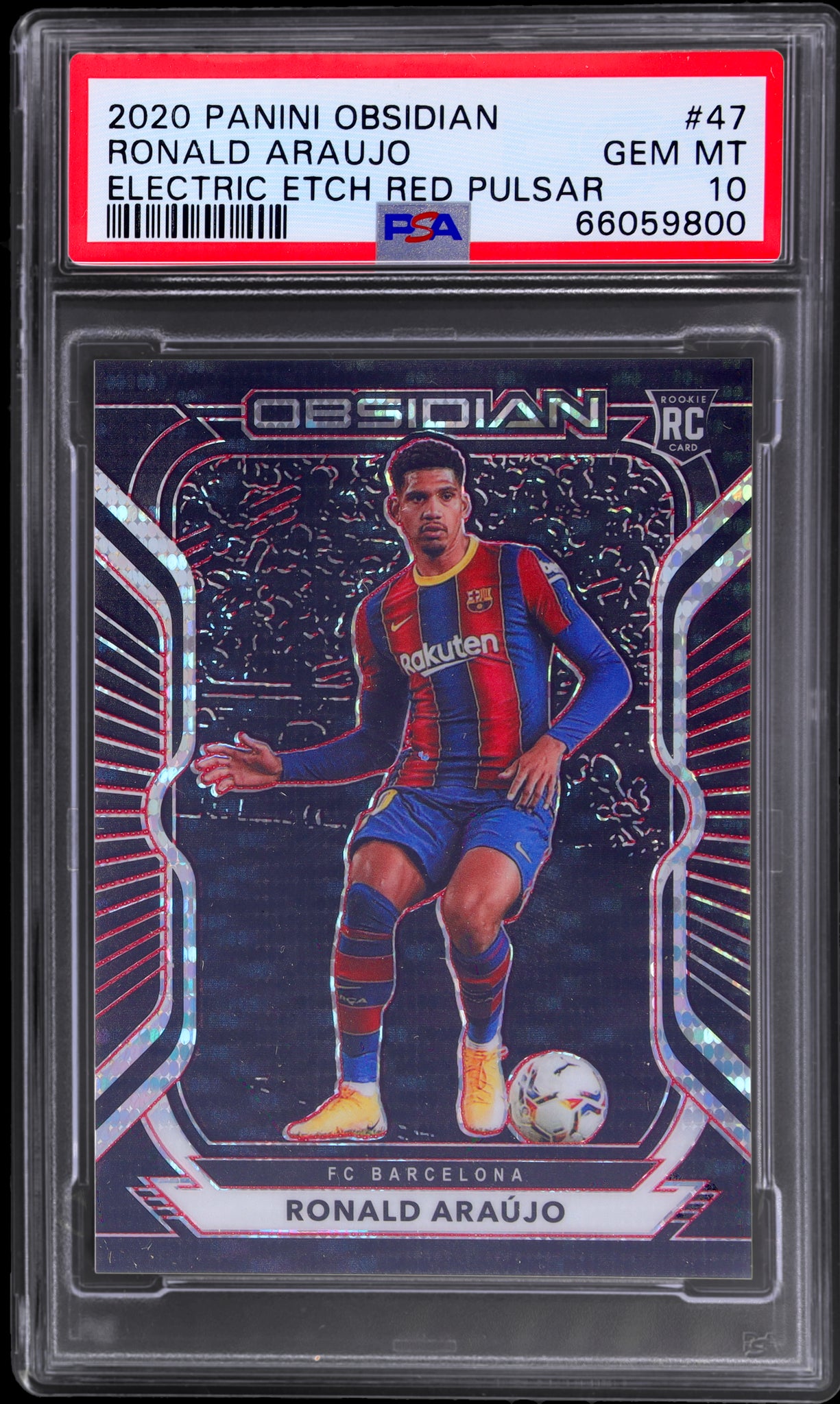 2020 Panini Obsidian #47 Ronald Araujo Electric Etch Red Pulsar /28 PSA 10