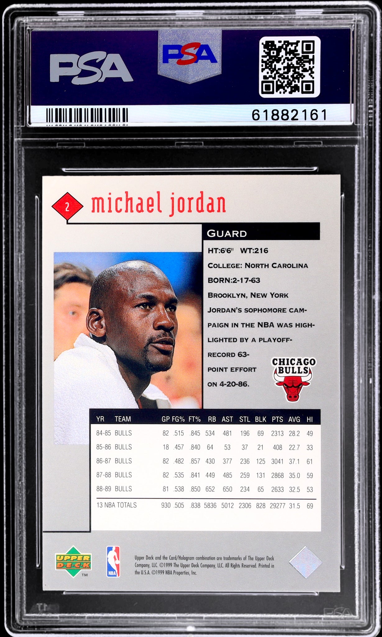 1998 Black Diamond #2 Michael Jordan Single PSA 9