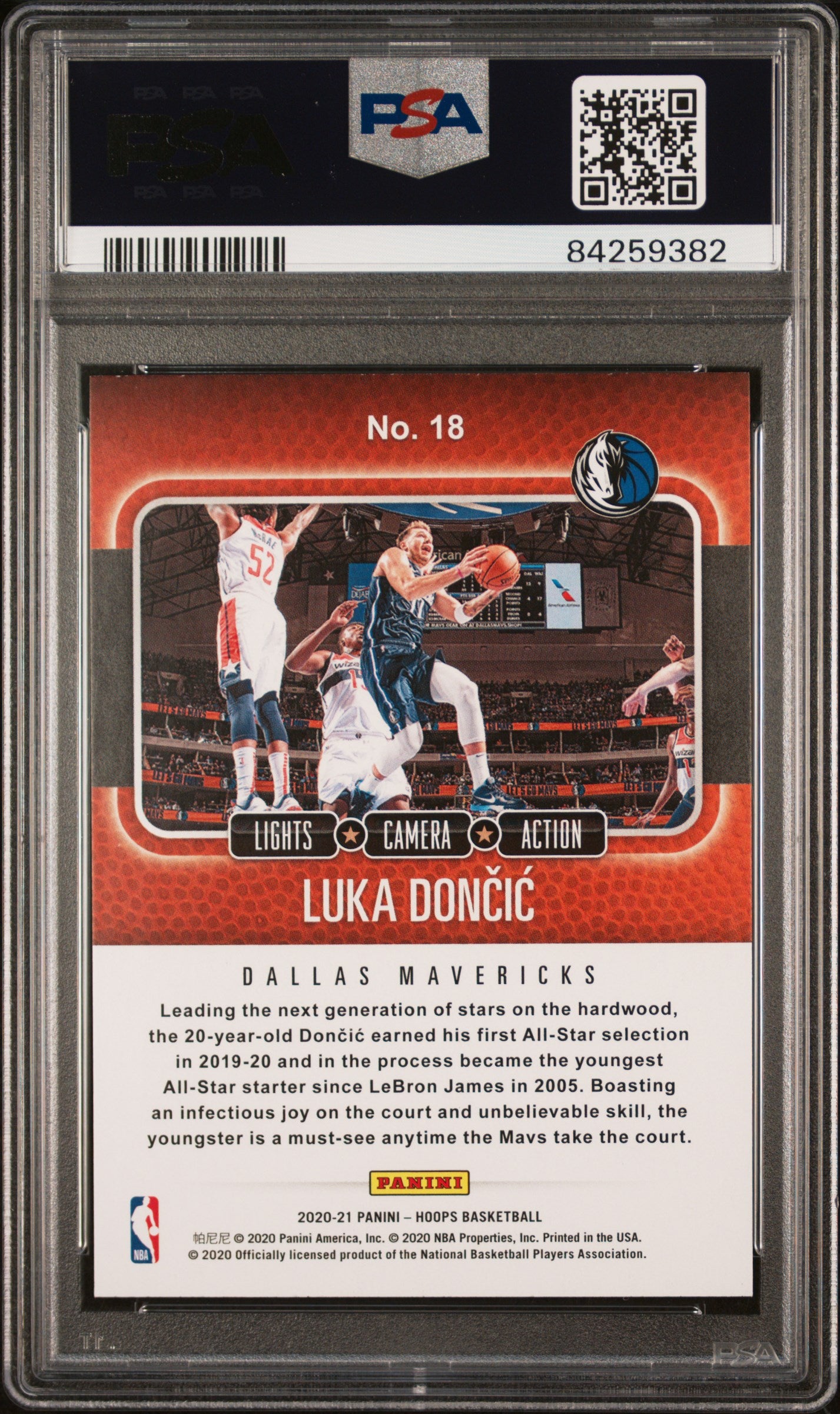 2020 Panini Hoops Lights Camera Action Luka Dončić #18 PSA 10