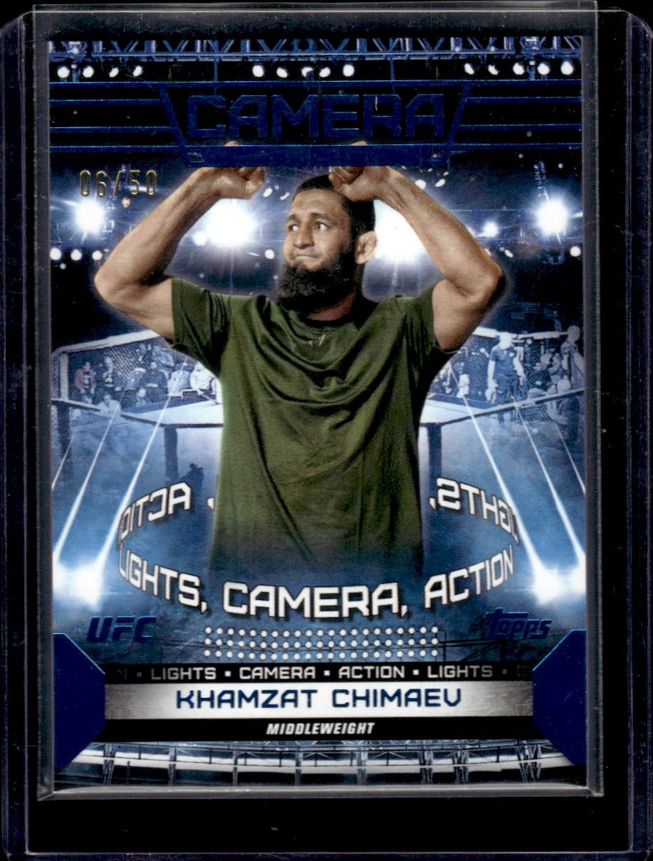 2024 Topps Knockout #CAM-12 Khamzat Chimaev Lights Camera Action /50