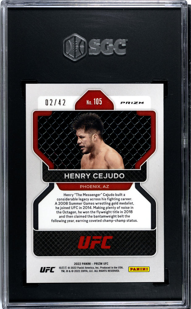 2022 Panini Prizm UFC Pink Pulsar Prizm Henry Cejudo #105 /42 SGC 10