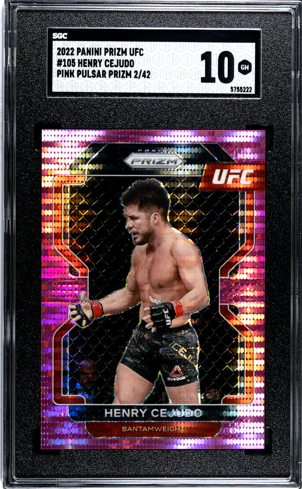 2022 Panini Prizm UFC Pink Pulsar Prizm Henry Cejudo #105 /42 SGC 10