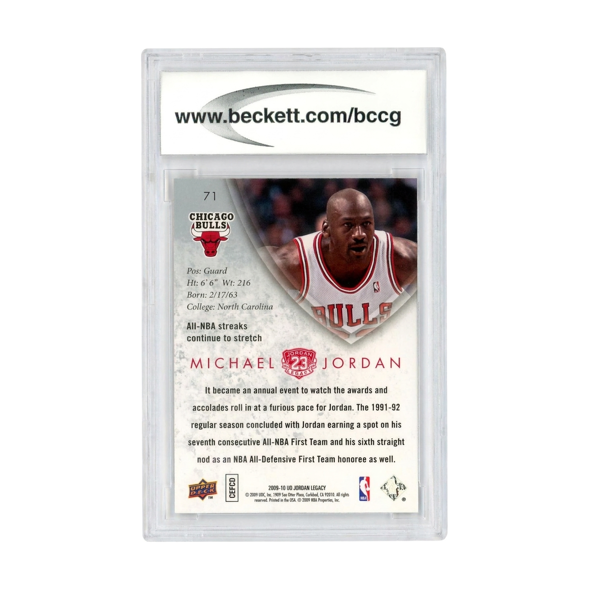 2009-10 Upper Deck MJ Legacy Collection Gold Michael Jordan #71 BCCG 10