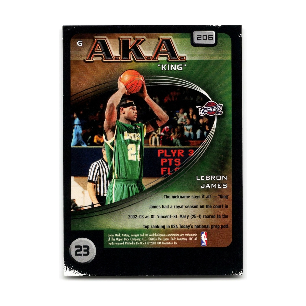 2003 Upper Deck A.K.A. LeBron James #206