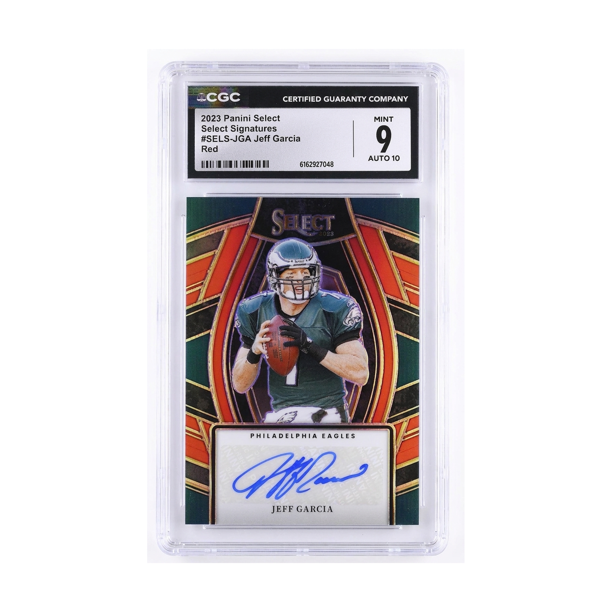 2023 Panini Select Jeff Garcia Select Signatures Red Auto #SELS-JGA /75 CGC 9