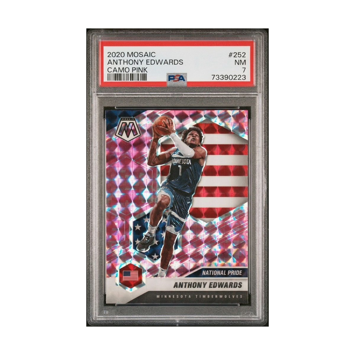 2020 Mosaic National Pride Anthony Edwards #252 Camo Pink PSA 7