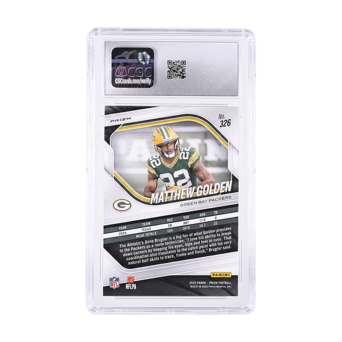 2025 Panini Prizm Matthew Golden #326 White Disco RC CGC 10