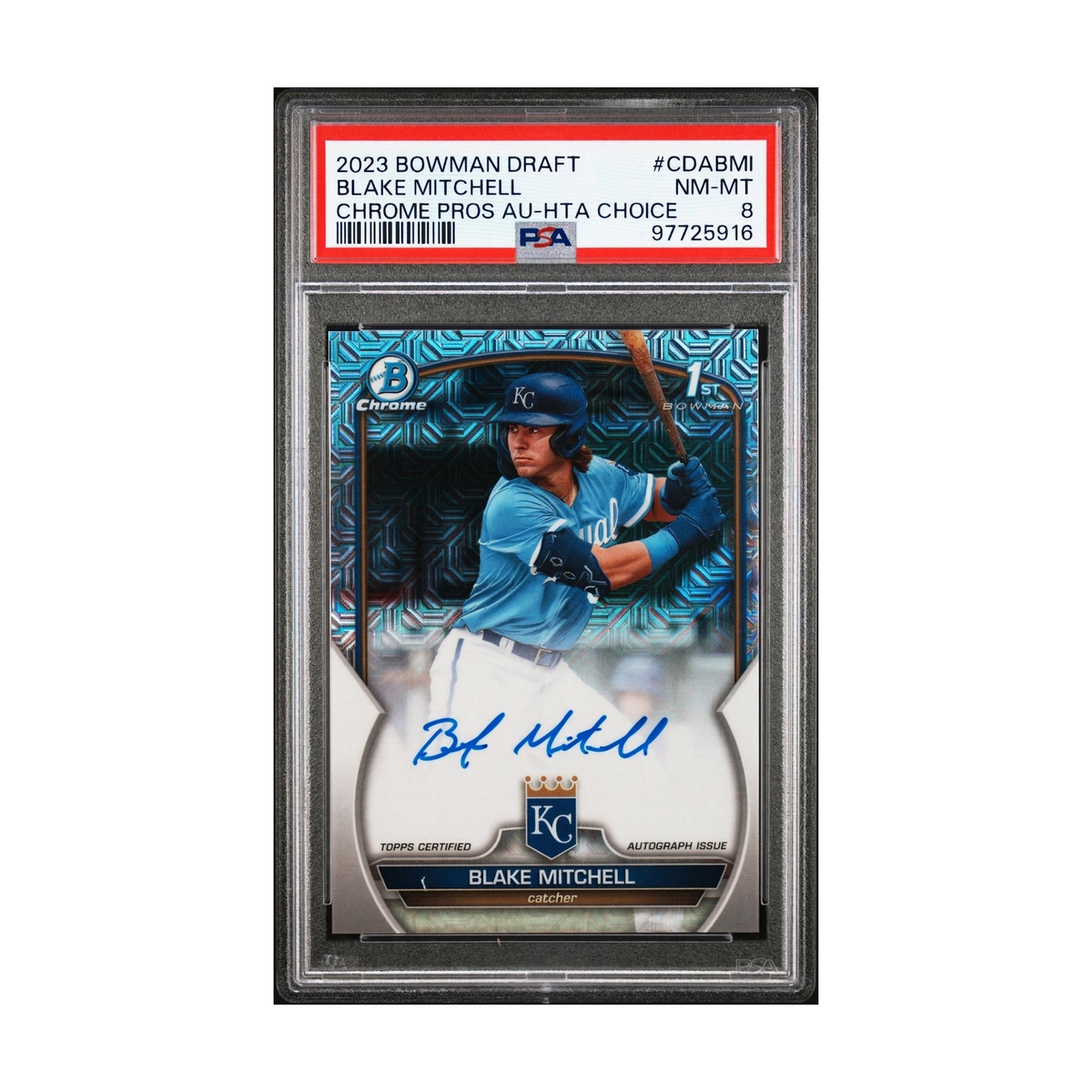2023 Bowman Draft Blake Mitchell Chrome Pros AU-HTA Choice Auto #CDA-BMI /150 PSA 8