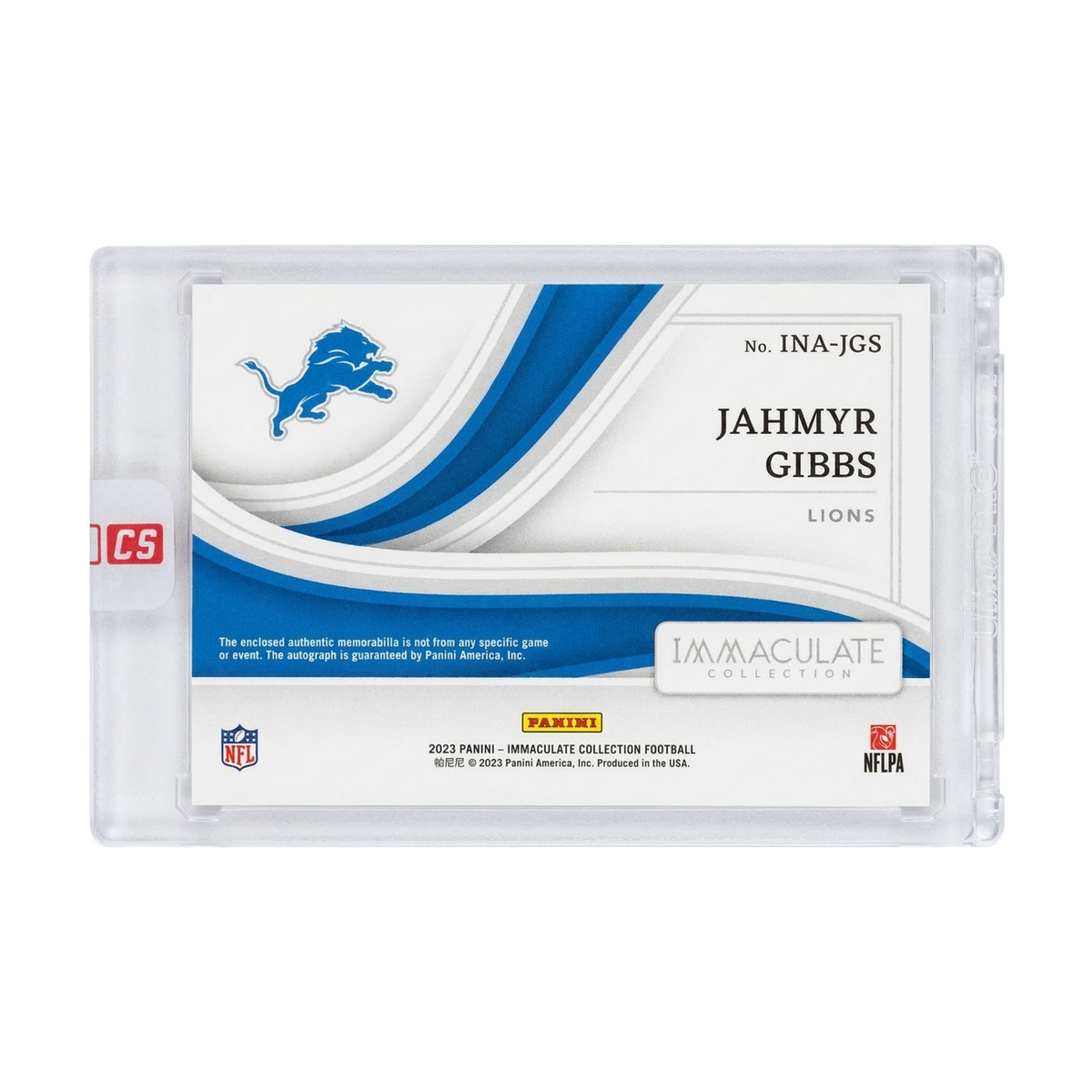 2023 Immaculate Collection Jahmyr Gibbs #INA-JGS RC Auto /18