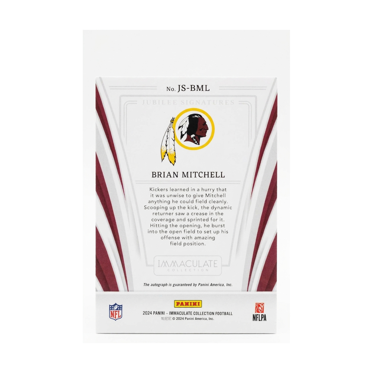 2024 Immaculate Collection Brian Mitchell Jubilee Signatures Auto #JS-BML /49