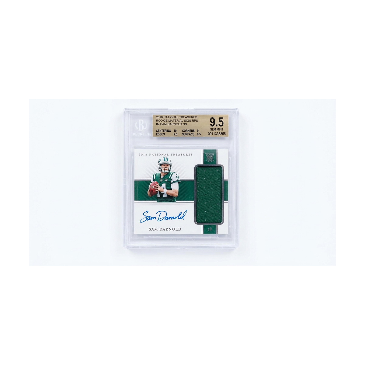 2018 National Treasures Sam Darnold Rookie Material Sigs RPS Auto #2 /49 BGS 9.5 Auto 10