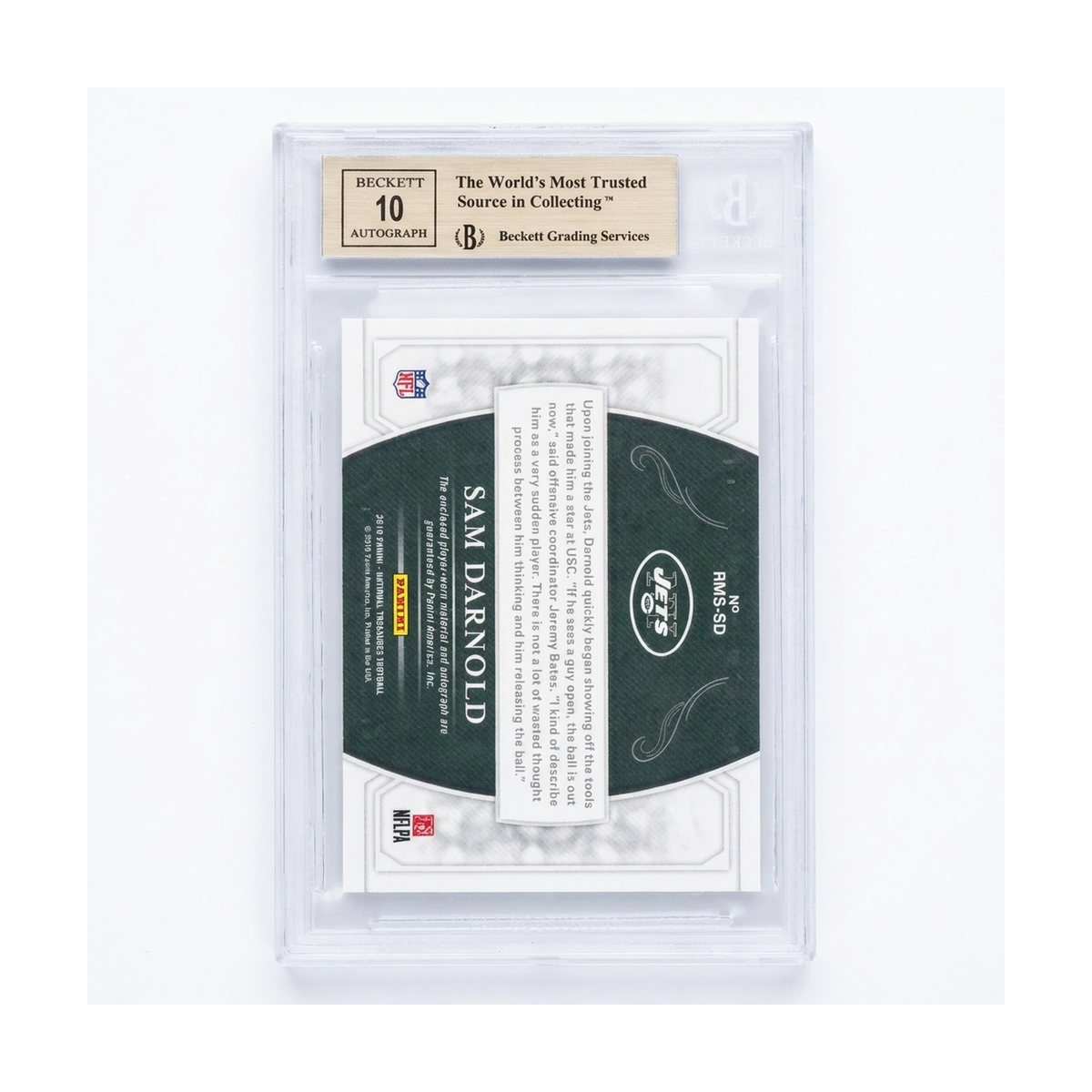 2018 National Treasures Sam Darnold Rookie Material Sigs RPS Auto #2 /49 BGS 9.5 Auto 10