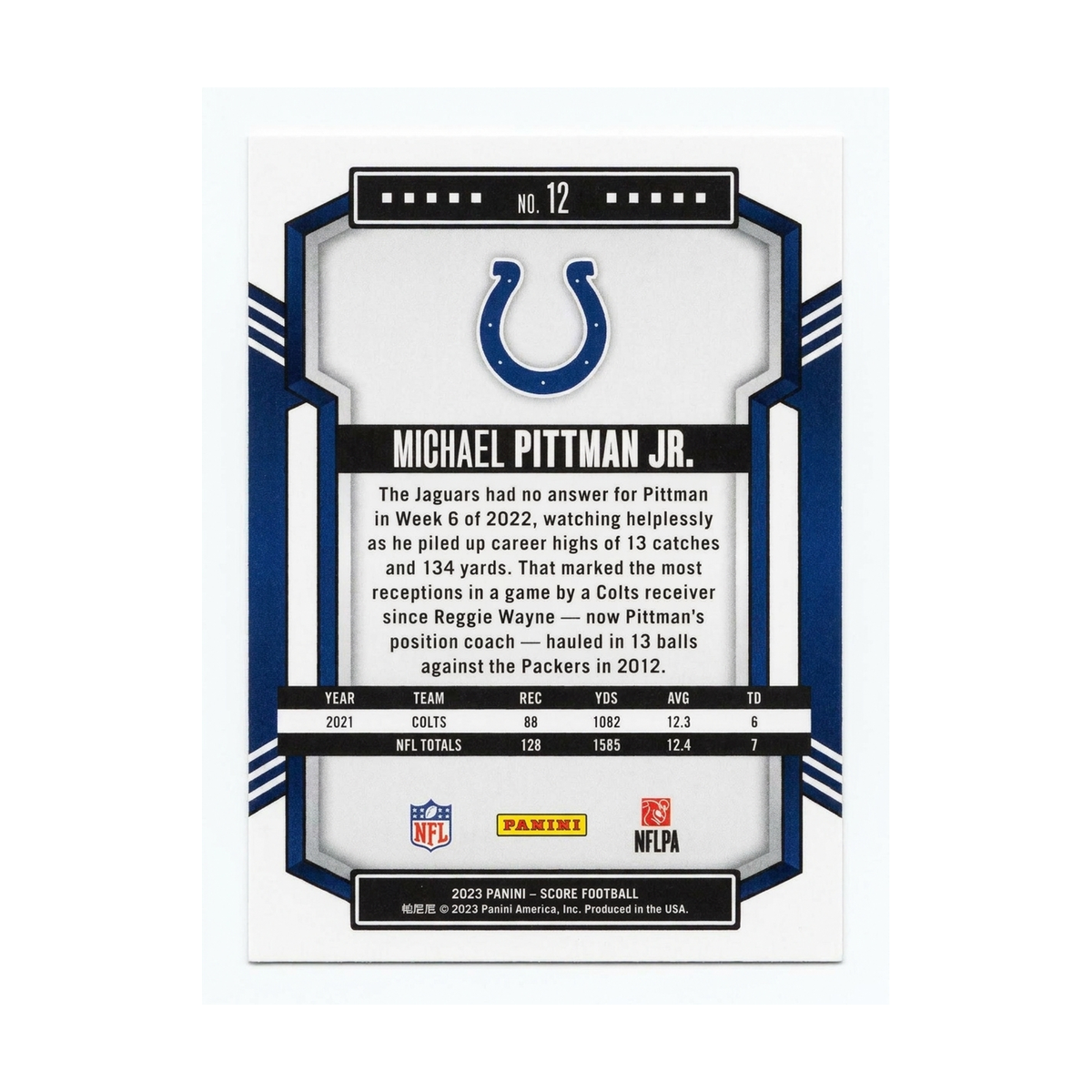 2023 Score Michael Pittman Jr. #12
