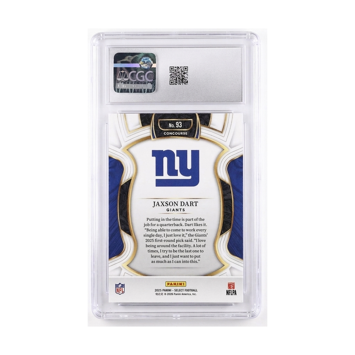 2025 Panini Select Jaxson Dart #93 Concourse CGC 8.5