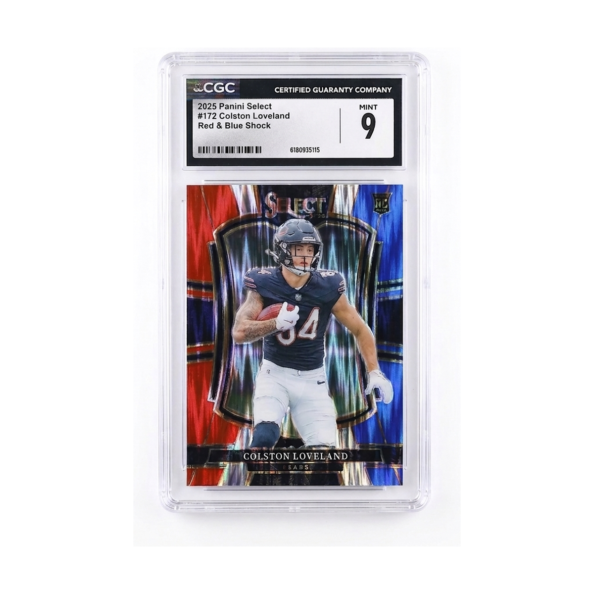 2025 Panini Select Colston Loveland #172 Red & Blue Shock Premier Level CGC 9