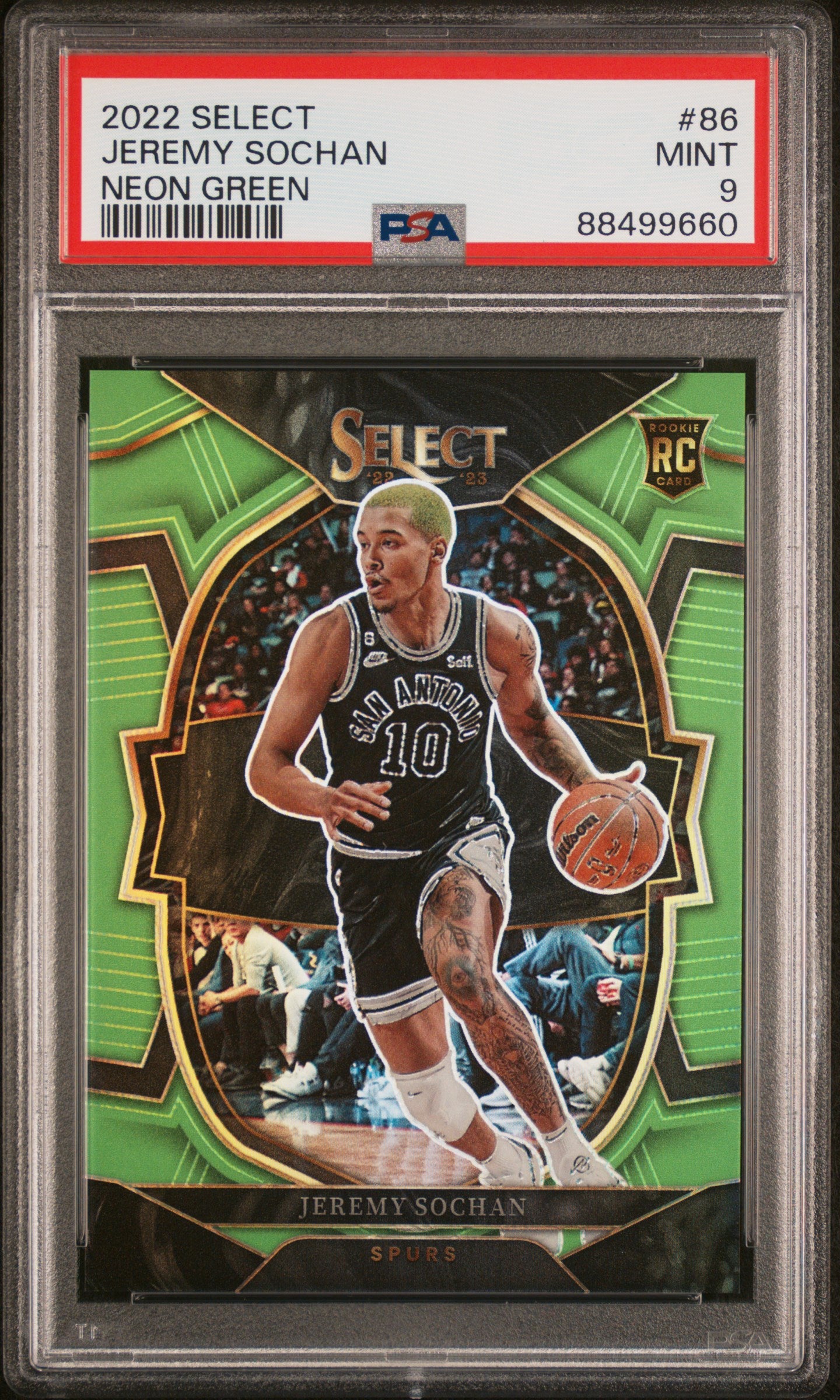 2022 Select Neon Green Jeremy Sochan #86 RC /75 PSA 9