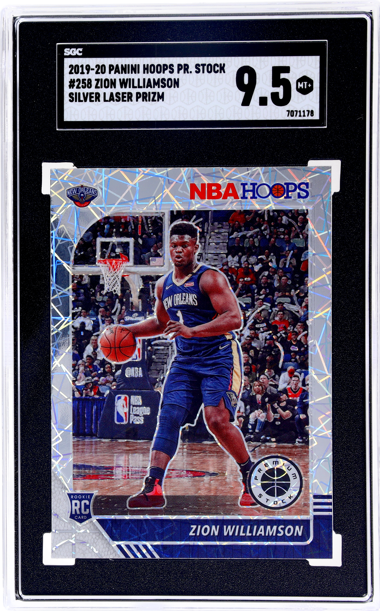 2019 Hoops Premium Stock Silver Laser Prizm Zion Williamson #258 SGC 9.5