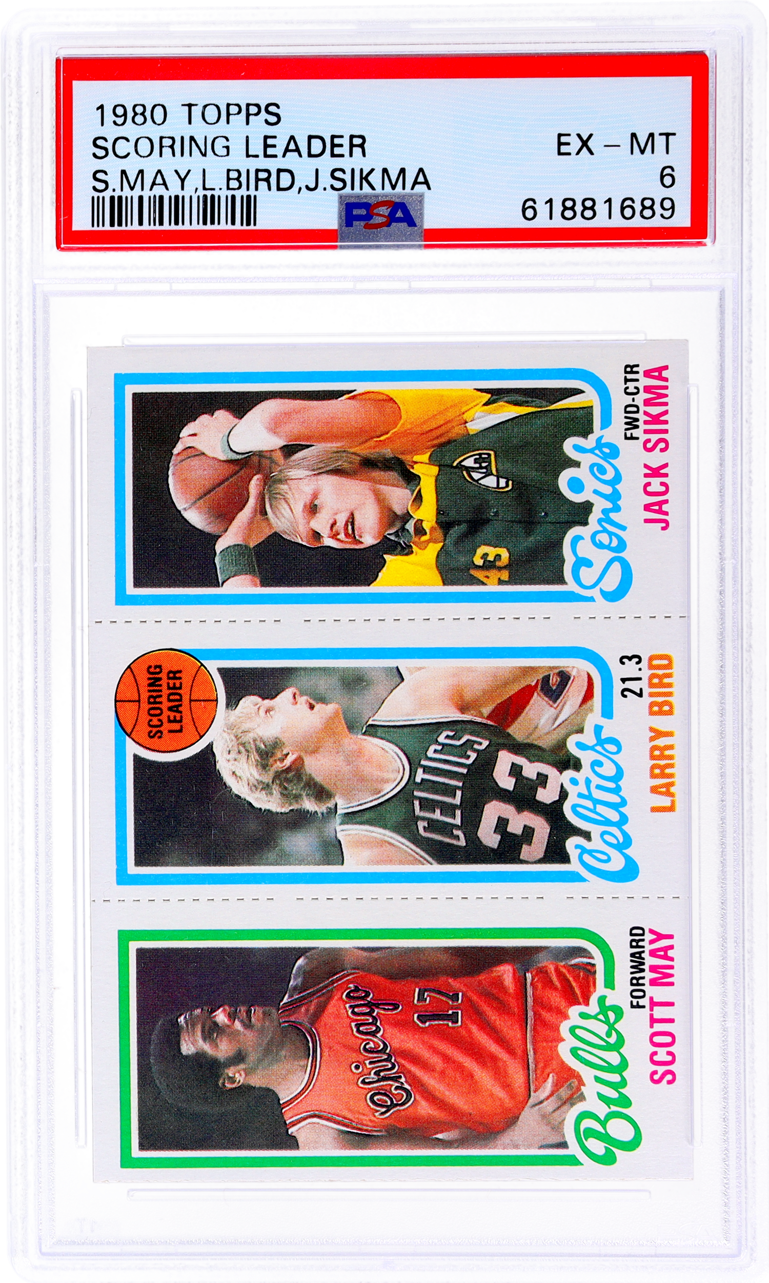 1980 Topps #98 Jack Sikma/Larry Bird/Scott May PSA 6