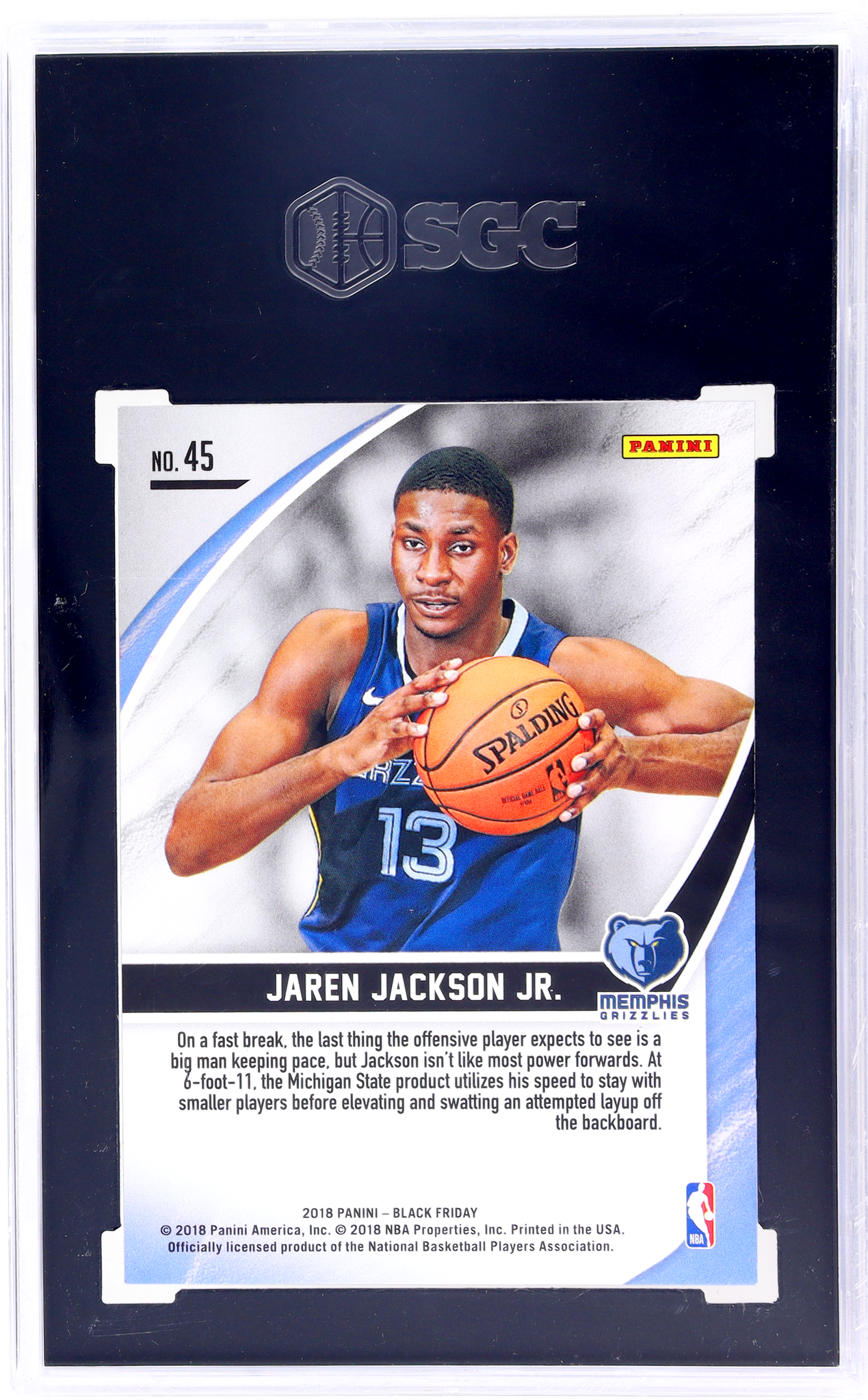 2018 Panini Black Friday Cracked Ice Jaren Jackson Jr. #45 /10 SGC 10