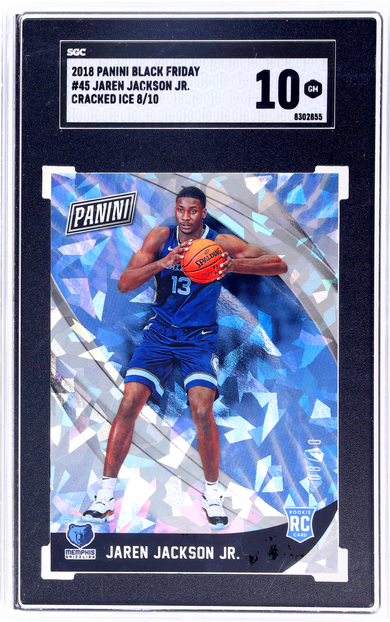 2018 Panini Black Friday Cracked Ice Jaren Jackson Jr. #45 /10 SGC 10