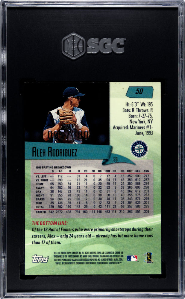 2000 Topps Stadium Club Chrome First Day Issue Alex Rodriguez #50 /100 SGC 9