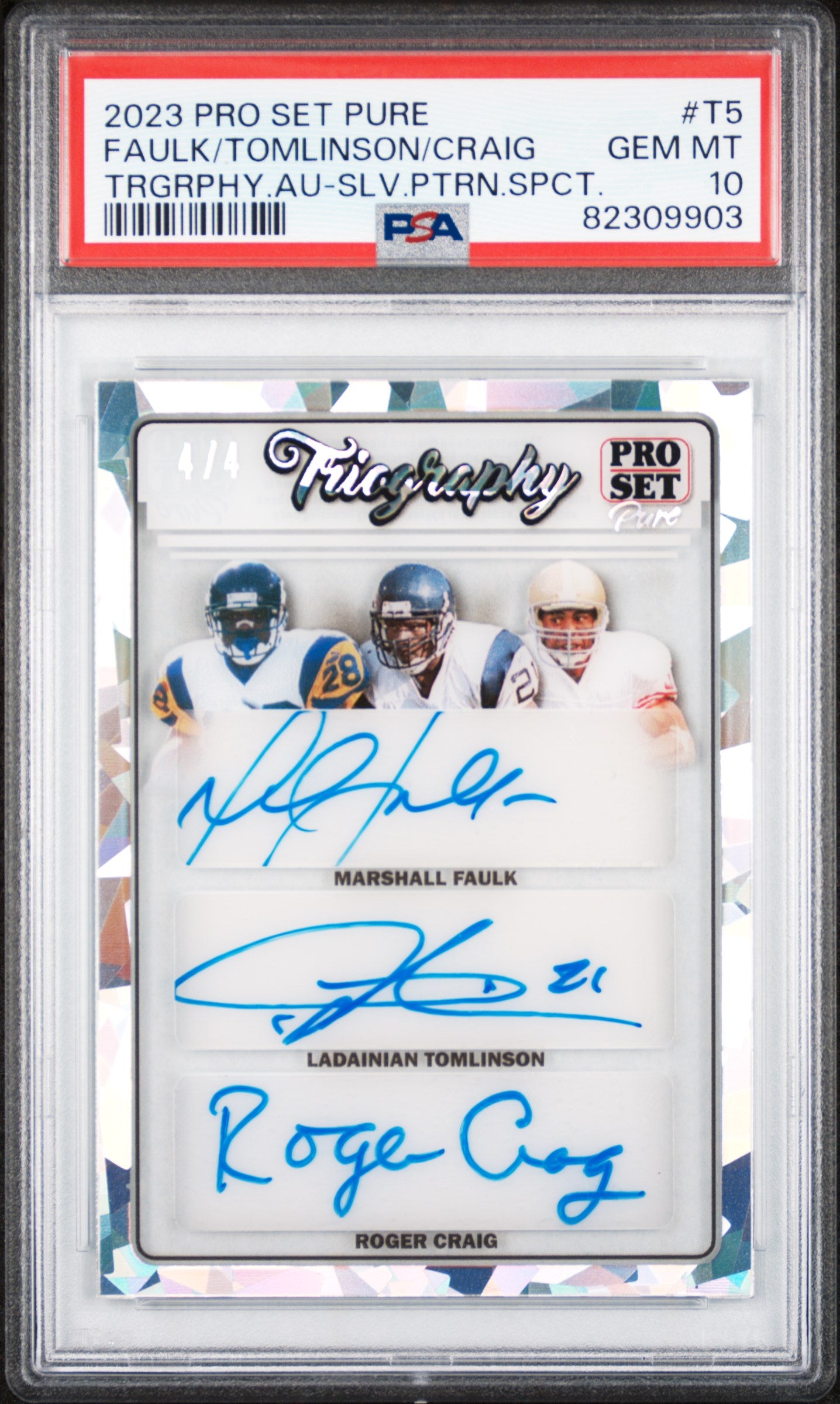 2023 Leaf Pro Set Pure Trio Auto Silv.Ptrn.Spct. Tomlinson/Faulk/Craig /4 PSA 10