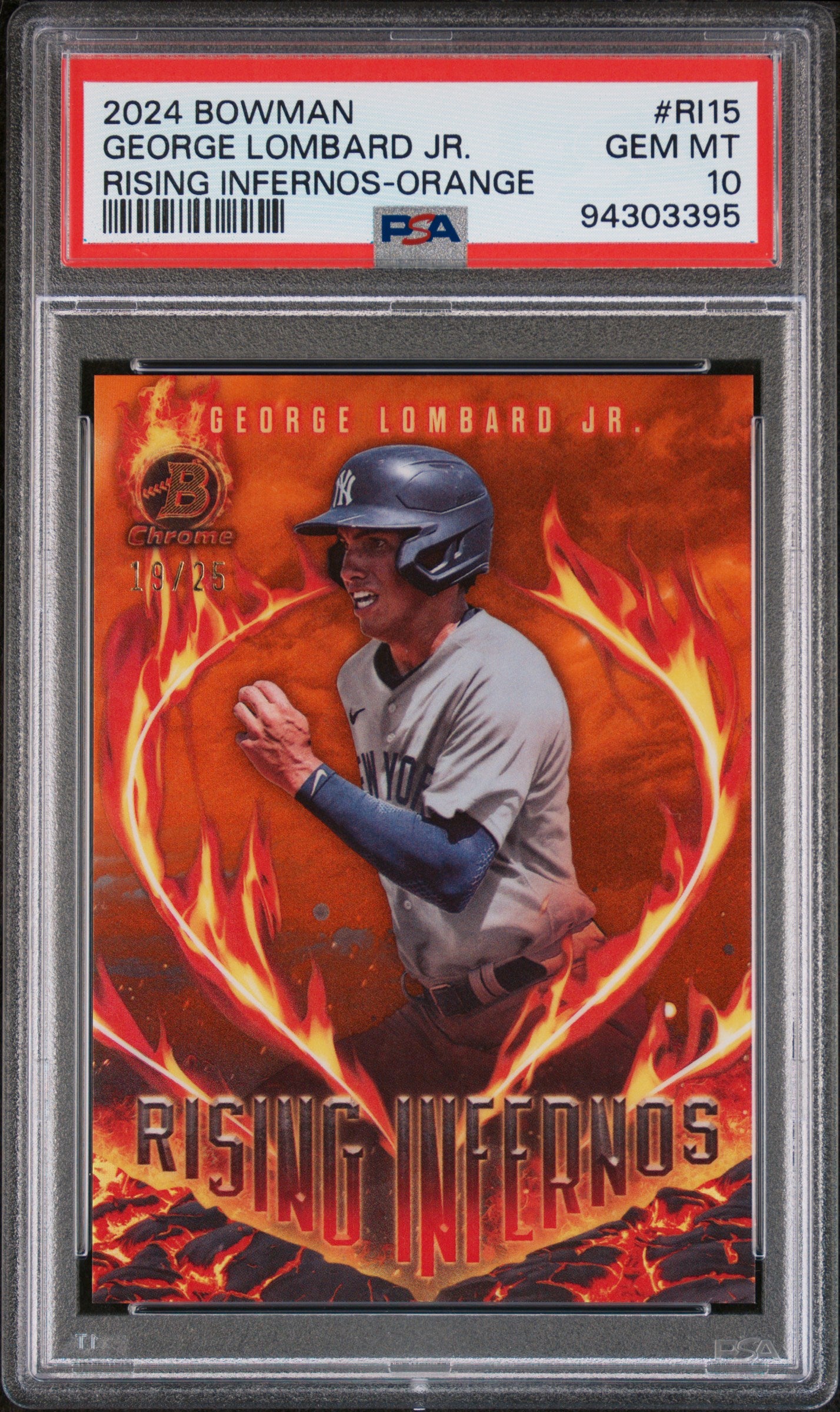 2024 Bowman Rising Infernos #RI15 George Lombard Jr. Orange PSA 10