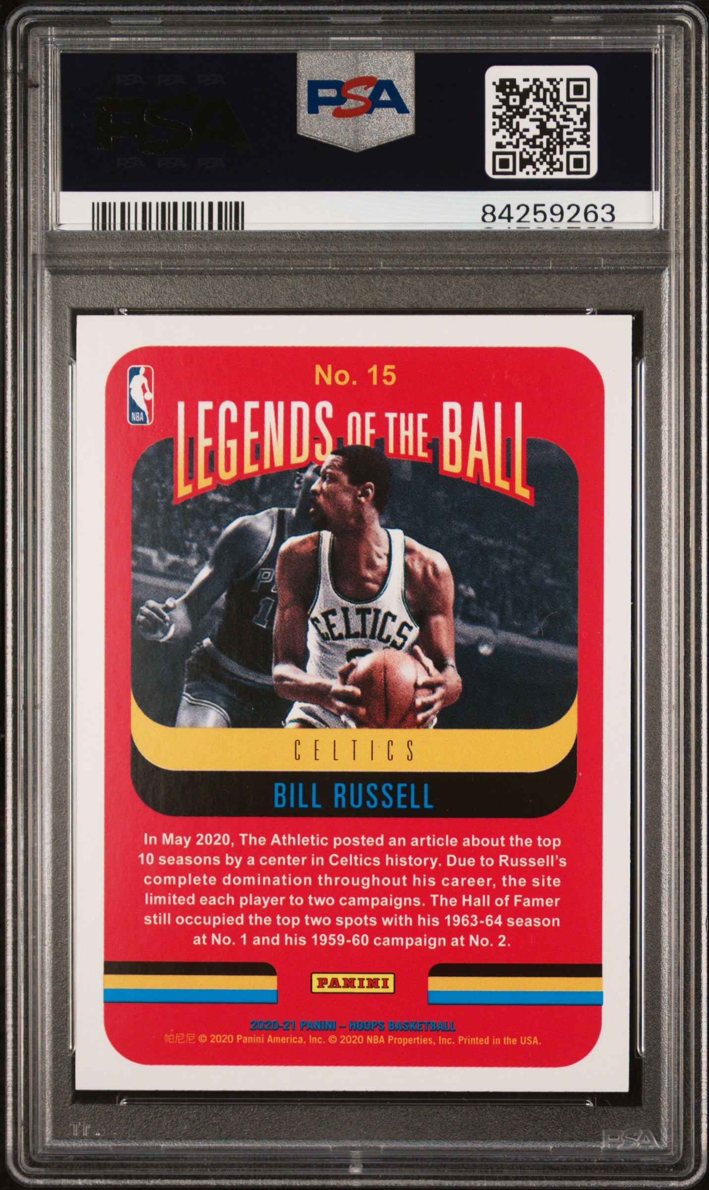 2020 Panini Hoops Legends of the Ball Bill Russell #15 PSA 8