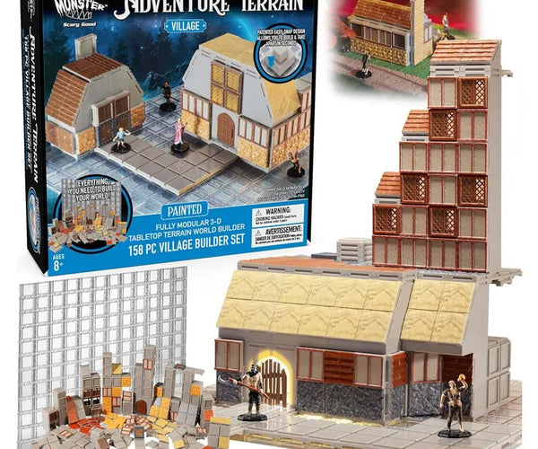 Monster Adventure Terrain Painted Village Builder Set (158 Pieces)