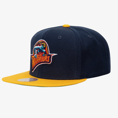 Mitchell & Ness Golden State Warriors Navy/Gold Hardwood Classics Team Two-Tone 2.0 Snapback