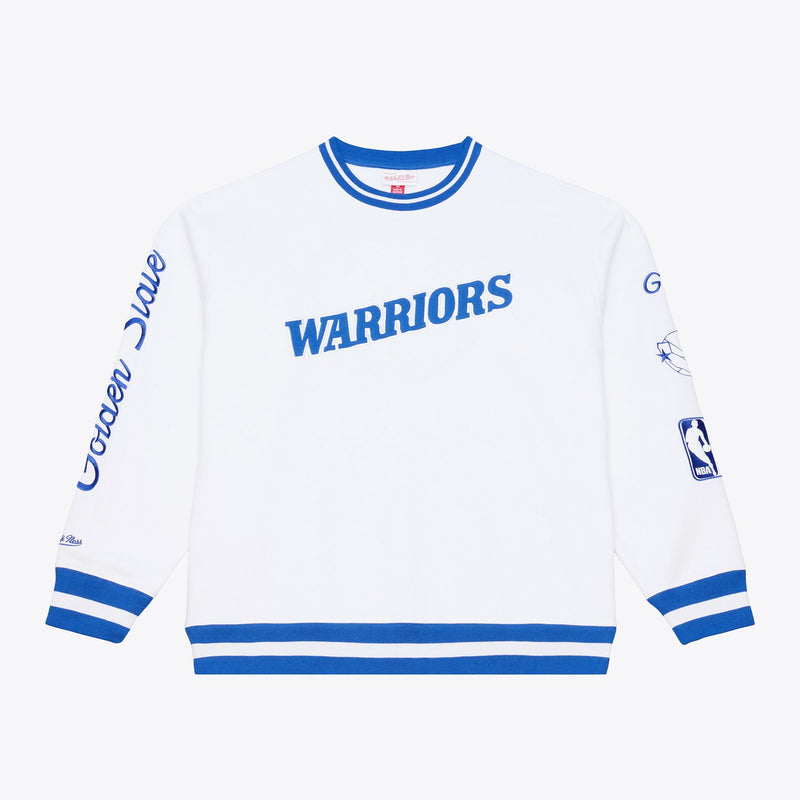 Mitchell & Ness Golden State Warriors Arctic White Fleece Crewneck Sweatshirt