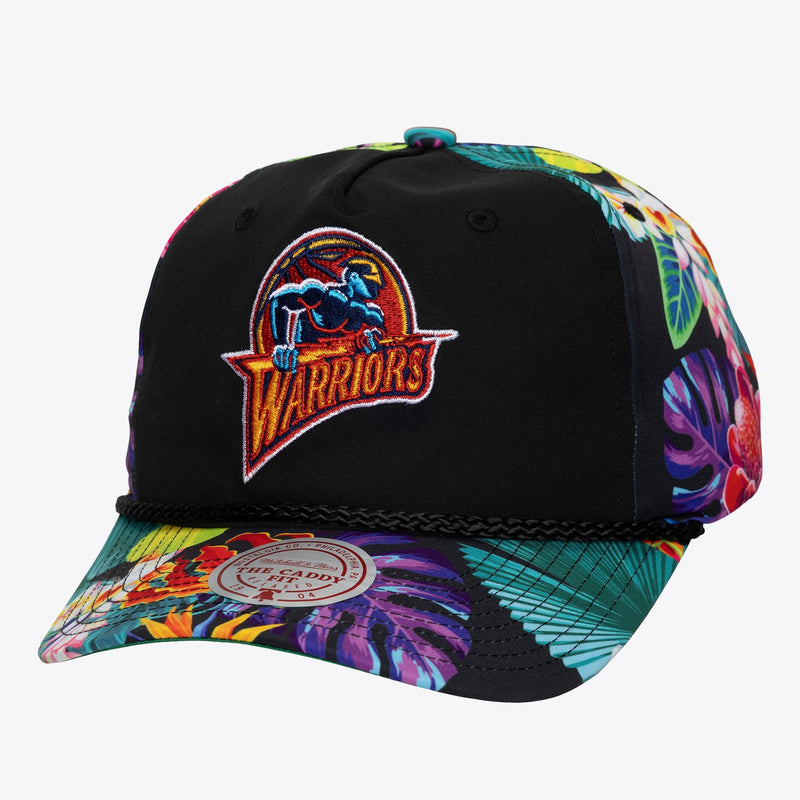 Mitchell & Ness Golden State Warriors Black Hardwood Classics Pro Floral Caddy Adjustable Hat