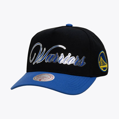 Mitchell & Ness Golden State Warriors Black Legacy Made Chrome Pro Pinch Snapback Hat