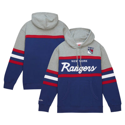 Mitchell & Ness New York Rangers Head Coach Pullover Hoodie - Blue/Gray