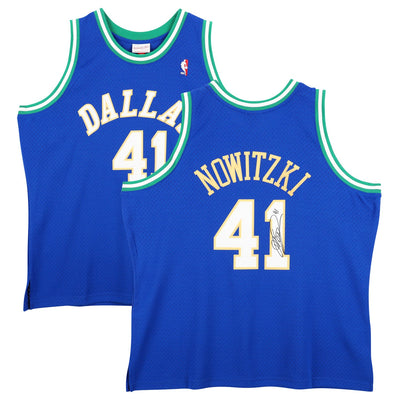 Dirk Nowitzki Dallas Mavericks Autographed Fanatics Authentic Mitchell & Ness Blue/Green 1998-99 Swingman Jersey