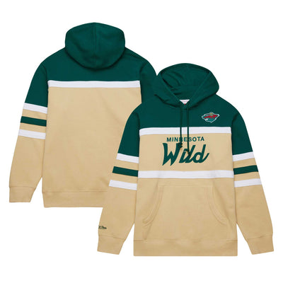 Minnesota Wild Mitchell & Ness Head Coach Pullover Hoodie - Cream/Green
