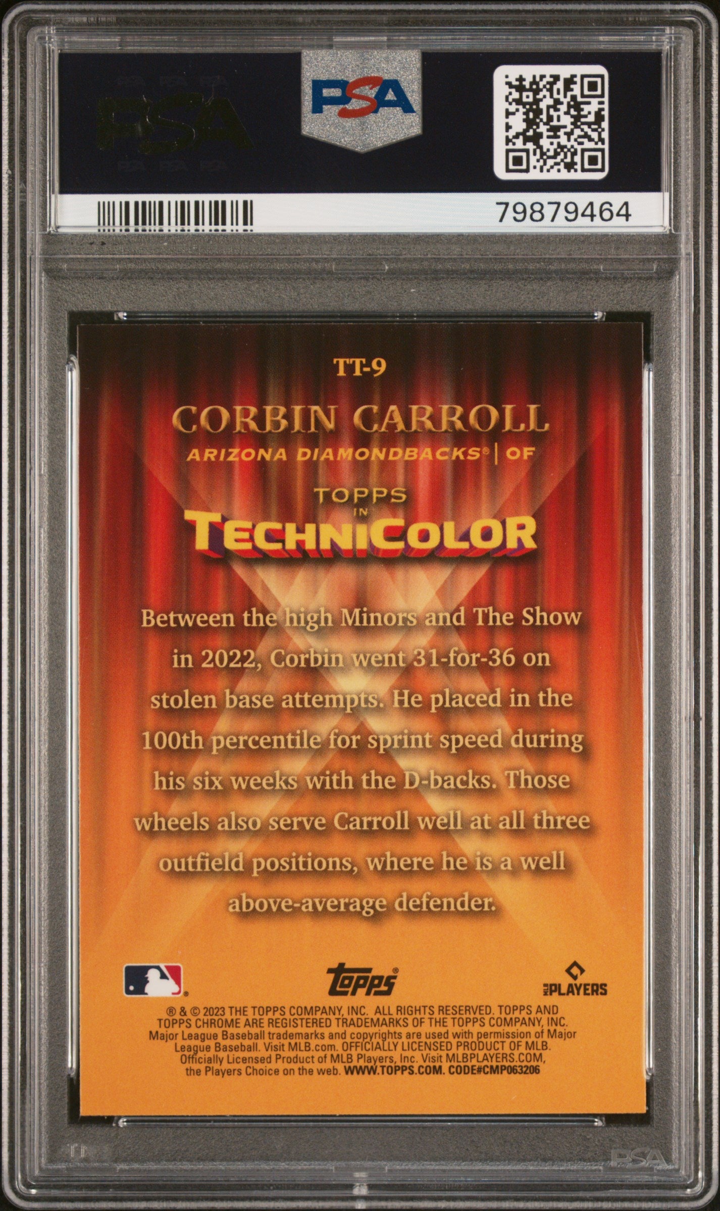 2023 Topps Chrome Topps In Technicolor Corbin Carroll #TT9 RC Refractor PSA 10