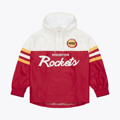Mitchell & Ness Houston Rockets Red Head Coach Lightweight Anorak Quarter-Zip Windbreaker