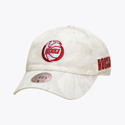 Mitchell & Ness Houston Rockets White Hardwood Classics Ghosted 1904 Adjustable Dad Hat